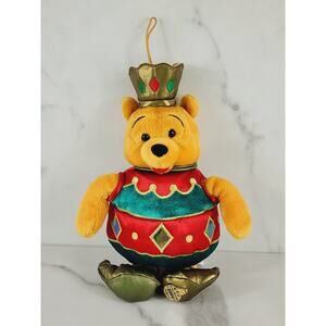 Winnie The Pooh Christmas Ornament Shaped Happy Holiday 2003 Soft Plush Toy 10"